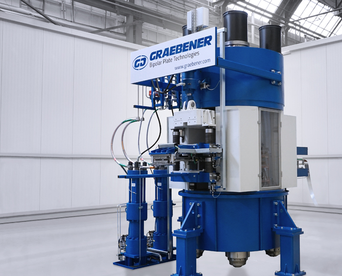 Graebener hydroforming press for the manufacturing of metallic bipolar plates
