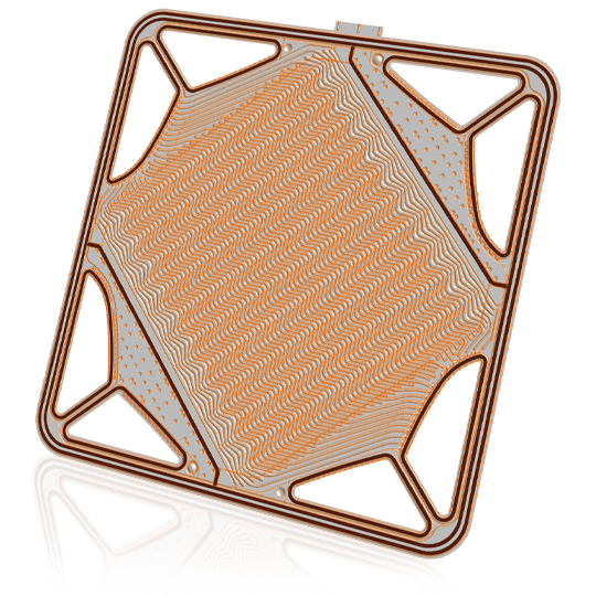 CAD model of a plate for fuel cells